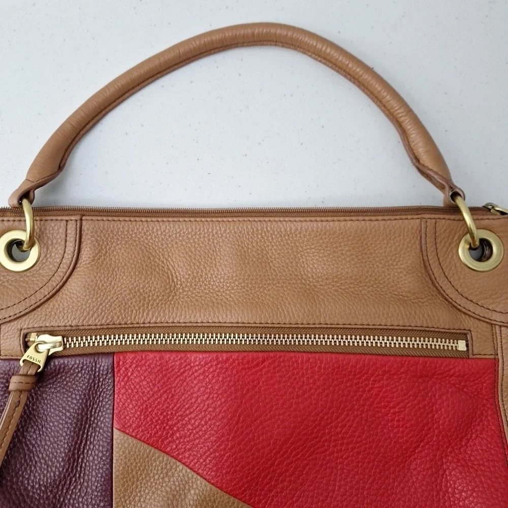 RARE Fossil Women's Karli Leather Large Hobo Bag Purse Multicolor NEAR MINT